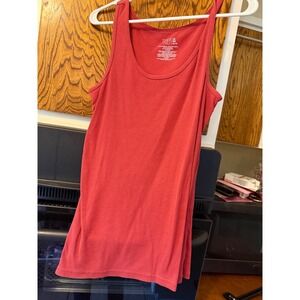 Time and Tru Womens XL Red Rum Ribbed Scoop Neck Tank Top TTL18120 Cotton Blend
